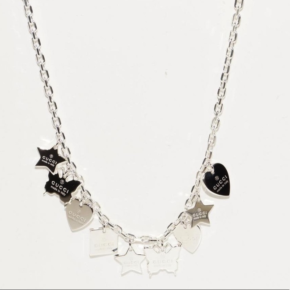 Authentic NWT Gucci Charm Necklace Silver